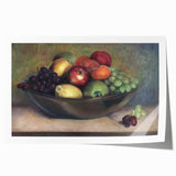 Rolled print of vibrant-colored fruits on a white background, ideal for art wall dining room or classy bathroom wall art.