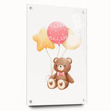 Kids Room Art Prints - Teddy Bear with Balloons Playroom Decor