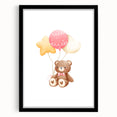Kids Room Art Prints - Teddy Bear with Balloons Playroom Decor