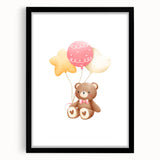 Kids Room Art Prints - Teddy Bear with Balloons Playroom Decor