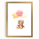 Kids Room Art Prints - Teddy Bear with Balloons Playroom Decor