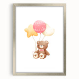Kids Room Art Prints - Teddy Bear with Balloons Playroom Decor