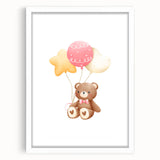 Kids Room Art Prints - Teddy Bear with Balloons Playroom Decor