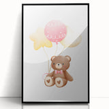 Kids Room Art Prints - Teddy Bear with Balloons Playroom Decor