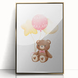 Kids Room Art Prints - Teddy Bear with Balloons Playroom Decor
