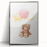 Kids Room Art Prints - Teddy Bear with Balloons Playroom Decor