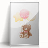 Kids Room Art Prints - Teddy Bear with Balloons Playroom Decor