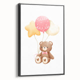 Kids Room Art Prints - Teddy Bear with Balloons Playroom Decor