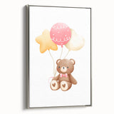 Kids Room Art Prints - Teddy Bear with Balloons Playroom Decor