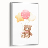 Kids Room Art Prints - Teddy Bear with Balloons Playroom Decor