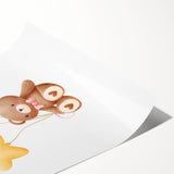 Kids Room Art Prints - Teddy Bear with Balloons Playroom Decor