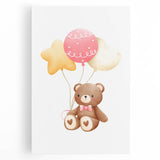 Kids Room Art Prints - Teddy Bear with Balloons Playroom Decor
