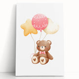 Kids Room Art Prints - Teddy Bear with Balloons Playroom Decor