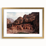 Landscape art print of canyons framed in gold, featuring a mat for added elegance. The vibrant colors and intricate details capture the natural beauty of the scene, ideal for enhancing home decor.
