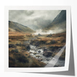 Landscape wall art print showcasing a serene countryside scene with rolling hills and vibrant greenery, elegantly presented in a glossy finish, perfect for home decor.