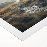 Landscape wall art canvas showcasing a serene countryside scene with vibrant green fields and a clear blue sky, rolled and ready for display or framing.