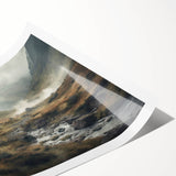 Vibrant landscape wall art print showcasing a serene countryside scene with rolling hills and lush greenery, rolled and ready for display in a protective tube.