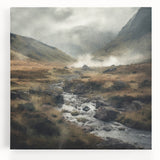 Stretched canvas wall art depicting a serene countryside landscape with rolling hills, lush greenery, and a vibrant sky, perfect for home decor.