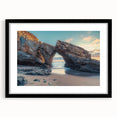 Black framed landscape artwork featuring a serene countryside scene with lush greenery and a bright blue sky, elegantly matted for a polished presentation. Ideal for home decor.