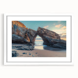 Framed landscape artwork depicting a serene countryside scene with vibrant greenery and blue skies, featuring a white mat and stylish frame, ideal for home decor.