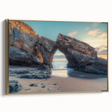 Framed canvas artwork depicting a serene countryside landscape with vibrant colors, set in an elegant gold frame, showcasing fine details and textures. Perfect for home decor.