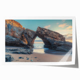 Rolled print showcasing a serene countryside landscape with lush green fields and a vibrant blue sky, packaged securely in a protective tube for safe shipping.
