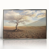 Framed acrylic artwork showcasing a vibrant desert landscape with rich colors and intricate details, perfect for modern home decor or office spaces.