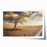 Desert landscape rolled canvas print showcasing vibrant hues of orange and yellow, depicting a serene sunset over sandy dunes, ideal for home decor.