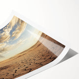 Desert landscape rolled print showcasing vibrant colors and intricate details, elegantly packaged in a sturdy cardboard tube for safe delivery. Perfect for home decor.