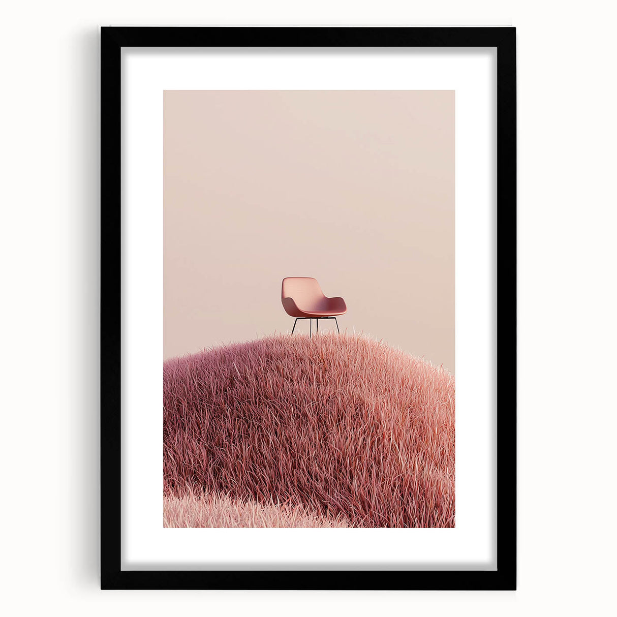 Elegant black frame showcasing a landscape artwork with a mat, perfect for enhancing home decor in living rooms or offices. The frame's sleek design complements the vibrant colors of the landscape, making it a stylish addition to any space.
