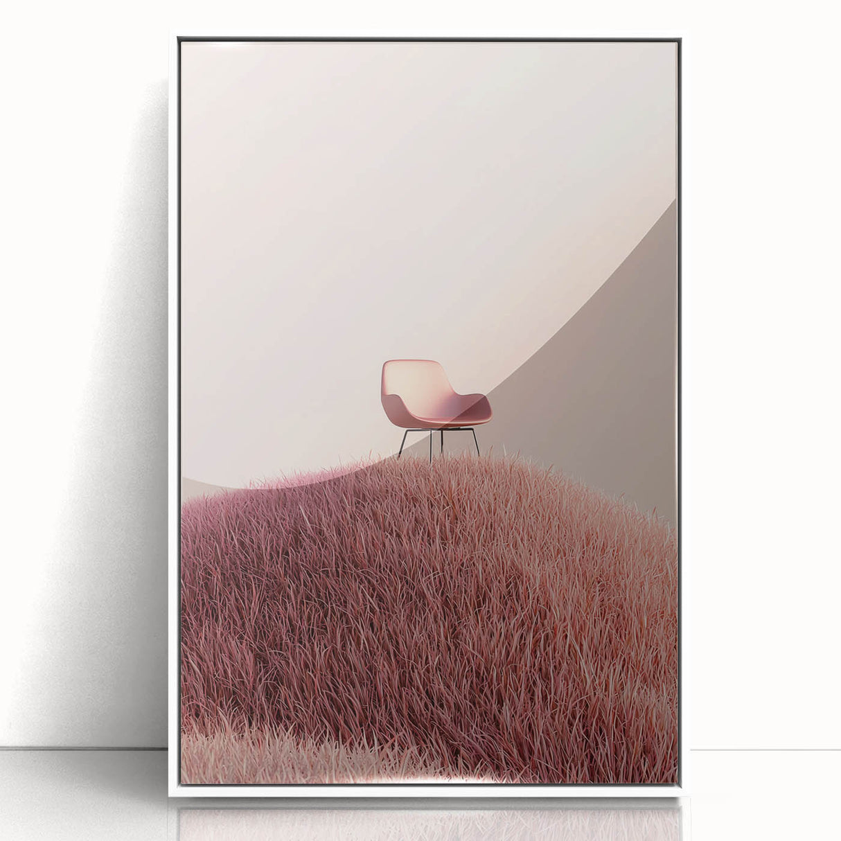 Framed acrylic artwork depicting vibrant landscapes with lush fields, showcasing a serene rural scene in a white frame, perfect for home decor.