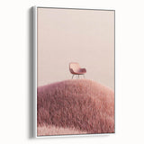 Framed canvas artwork showcasing a serene landscape of golden fields under a blue sky, ideal for home decor. White frame adds elegance, enhancing any interior.