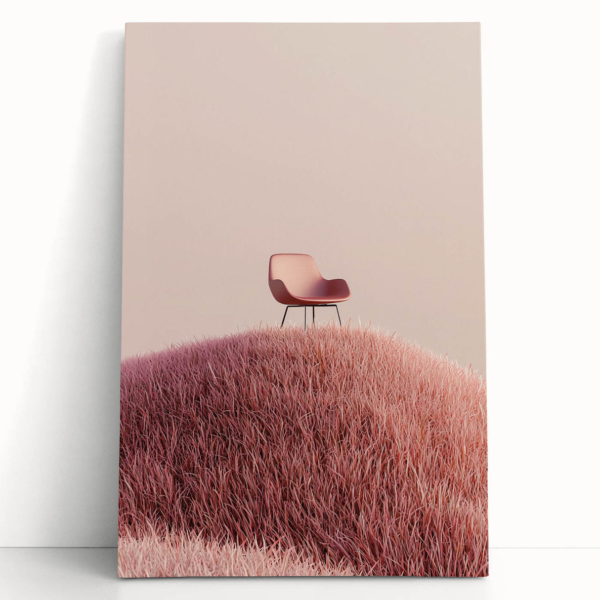 Stretched canvas artwork depicting vibrant landscapes and fields in rich colors, leaning against a rustic wall, ideal for home decor or art enthusiasts.