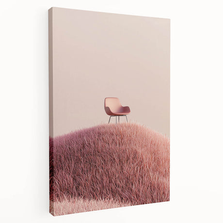 Vibrant stretched canvas artwork depicting a serene landscape with lush green fields and a tranquil sky, perfect for home decor and nature enthusiasts. The side view showcases the canvas thickness and framing details, enhancing its visual appeal.