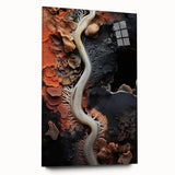 Large abstract wall art on acrylic glass featuring swirling blue and gray tones, ideal for bedroom or dining room decor.