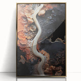 Large art print featuring close-up natural elements in gold tones on framed acrylic, ideal for modern nursery wall art.