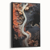 Black and white framed canvas featuring a close-up of natural elements, ideal for bedroom wall decor.