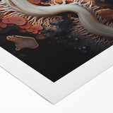 Art deco poster featuring geometric shapes in muted gold and navy, printed on rolled canvas, suitable for dining room walls.