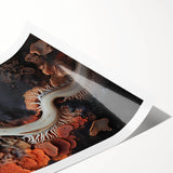 Extra large wall art featuring line art flowers in black and white on a rolled print, suitable for large living room decor.