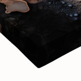 Large art depicting a black and white landscape painting on stretched canvas, ideal for bedroom decor.