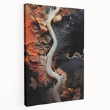 Close-up of natural elements in muted greens and browns on a large stretched canvas, suitable for kitchen wall art.