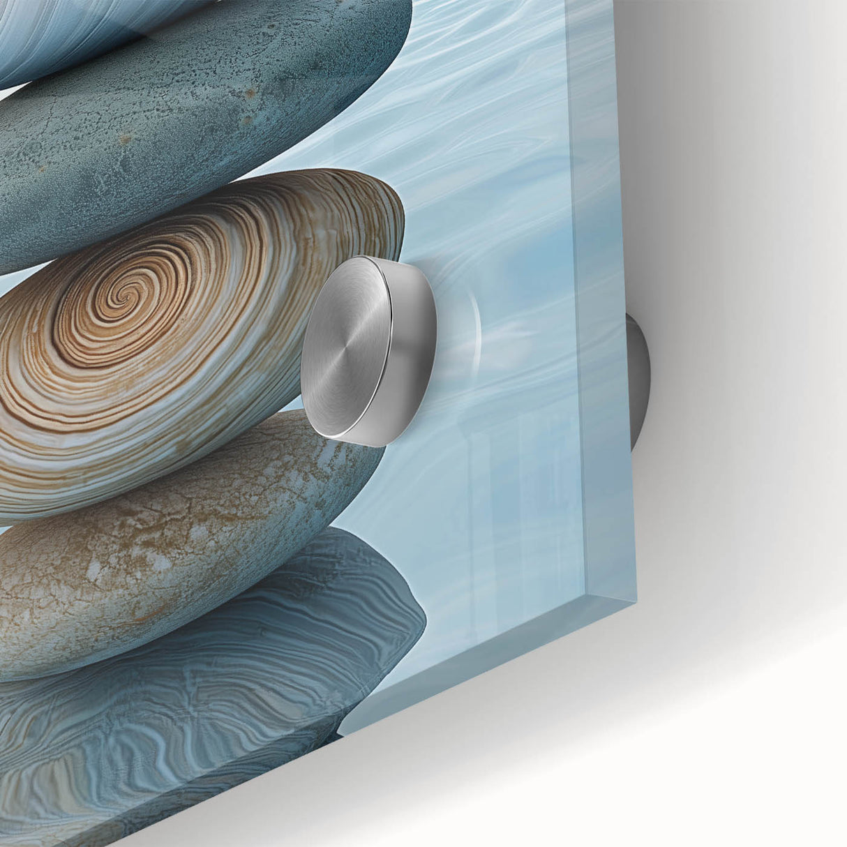 Large abstract wall art print on acrylic glass featuring close-up elements of nature in mid-century modernist style.
