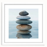 Abstract art print featuring swirling patterns in muted earth tones, framed with a white mat, ideal for dining room decor.