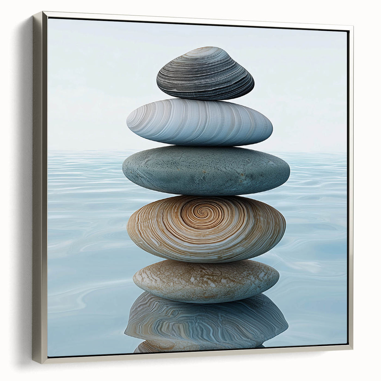 Framed canvas featuring a vintage landscape art painting with colorful elements on a black background.