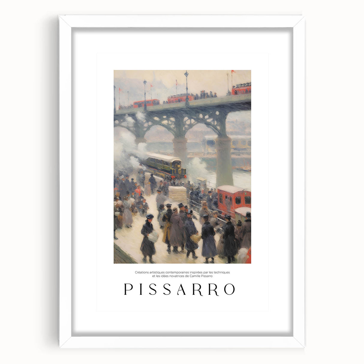 Abstract art print featuring swirling blue and white patterns, framed in white, suitable for dining room or bedroom decor.