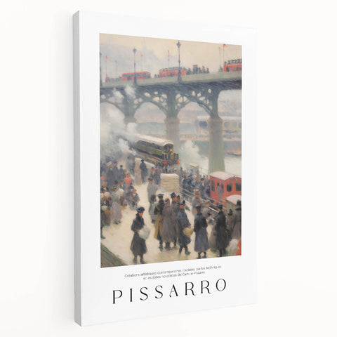 Large canvas print of Camille Pissarro's impressionist painting, featuring soft natural tones, ideal for kitchen wall art.