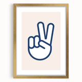 Peace Hand Sign – Minimalist Boys Room Wall Art Print
