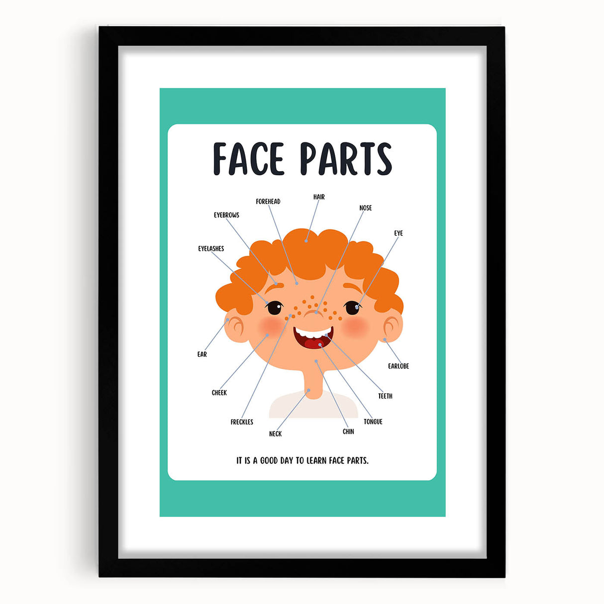 Kids Educational Wall Art - Face Parts Learning Poster