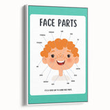 Kids Educational Wall Art - Face Parts Learning Poster