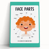 Kids Educational Wall Art - Face Parts Learning Poster